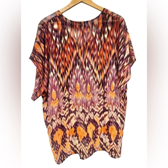 Cabi Sheer Tunic Top Flowy Over Sized Orange and Red Waist Sinch Size Small - Picture 6 of 9
